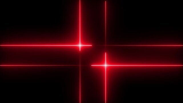 Abstract Red Neon Grid Lines Forming a Plus Sign on Black Background image photo