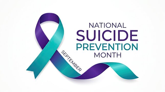 National suicide prevention month teal and purple ribbon