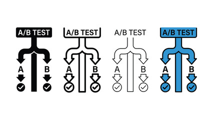 Ab testing process with branching paths and options a and b illustrated as a flat vector graphic © Shafia