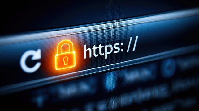 Online security lock symbol on computer display
