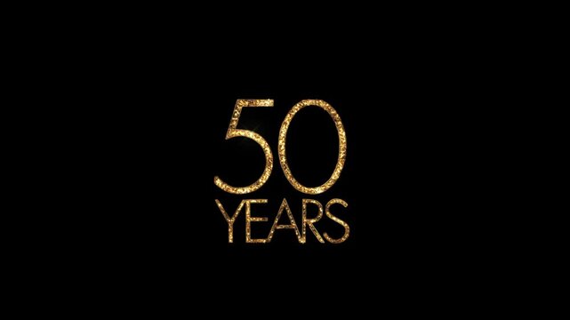 Beautiful 50th Anniversary Banner in gold style with golden glitter and transparent background