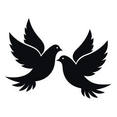 Fototapeta premium A Easter doves silhouette vector with a white background. 