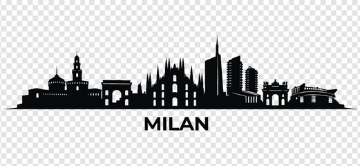 Milan city skyline silhouette, vector illustration of famous landmarks in italy © MDRASIDUL