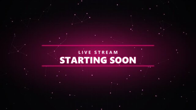 Live stream starting soon neon glowing text animation on dark background