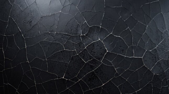 Dark cracked texture background with abstract weathered lines and craquelure pattern