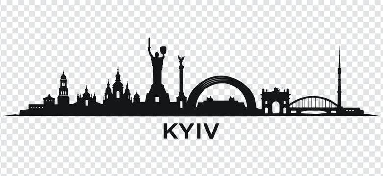 Kyiv city skyline silhouette, ukraine capital city vector illustration