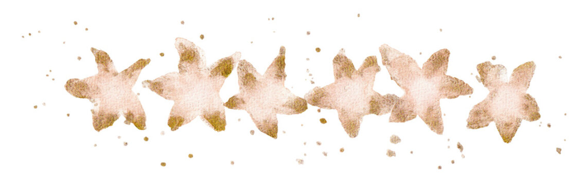 banner con stelle dorate astratte ad acquerello, illustrazione isolata su sfondo trasparente