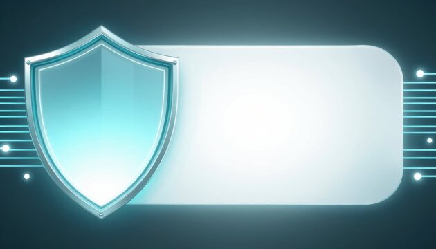 Futuristic shield emblem featuring a glowing effect with space available for personalized text or logo design