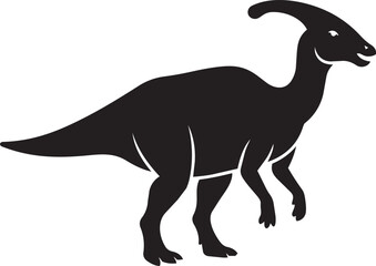Fototapeta premium Parasaurolophus dinosaur silhouette walking in profile against a white background isolated