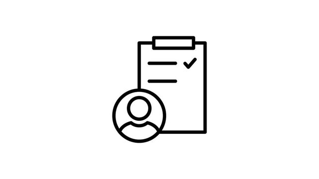 Person, user, people to do list animated icon. Checklist and check mark sign and symbol for skills, approved, confirm, accept, agreements, vote, and human correct motion graphics