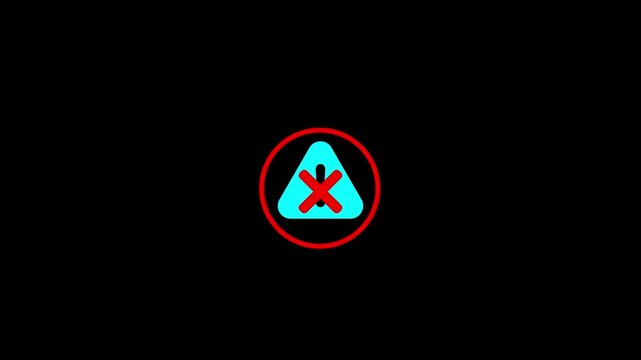 Alert notification warning icon urgent attention alarm caution security system interface concept, computer hacking error message, warning, danger, internet virus security system animation.
