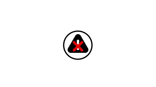 Alert notification warning icon urgent attention alarm caution security system interface concept, computer hacking error message, warning, danger, internet virus security system animation.