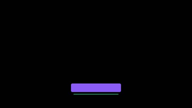 Minimalist purple rounded lower third bar with a glowing green underline moves smoothly across the dark screen in video animation