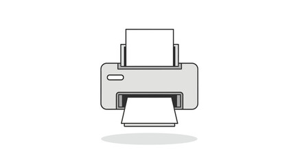 Fototapeta premium Printer Illustration With Paper Stack Gray Tones On White Background