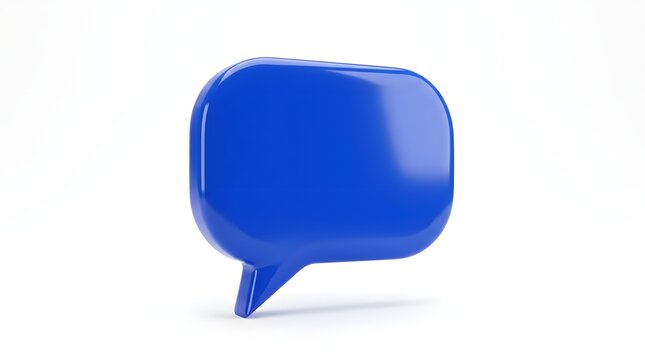 Shiny blue 3d speech bubble icon for communication and chat messaging