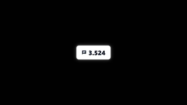 Digital counter notification bubble shows rapidly increasing message numbers in this smooth animated motion graphics video clip for social media