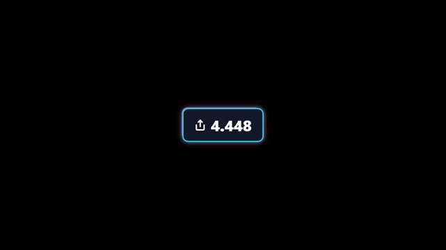 Digital counter box showing rapidly increasing numerical values in a smooth animated video clip with glowing neon blue border effects