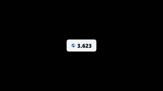 Digital counter display showing rapid numerical growth in a sleek minimalist interface design for this high quality motion video clip