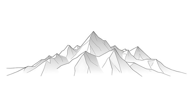 Stylized mountain range illustration with sharp peaks and valleys.