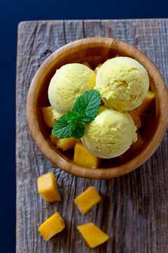 Homemade mango ice cream.