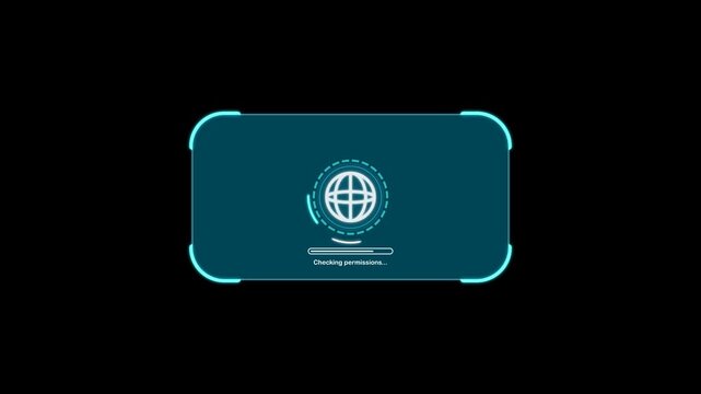 Authentication system login access element featuring a loading bar, initializing status, permission checking, and system online notification.