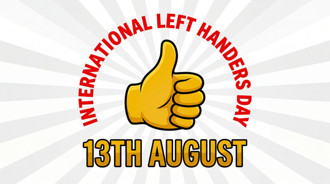 International left handers day graphic with thumbs up icon
