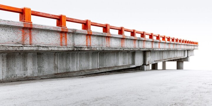Concrete bridge under construction isolated on white