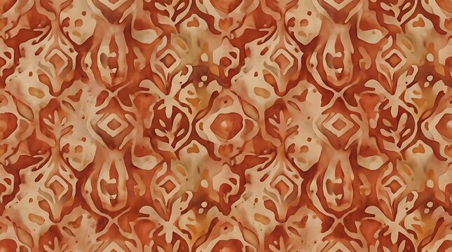 Seamless ethnic pattern with terracotta batik motifs
