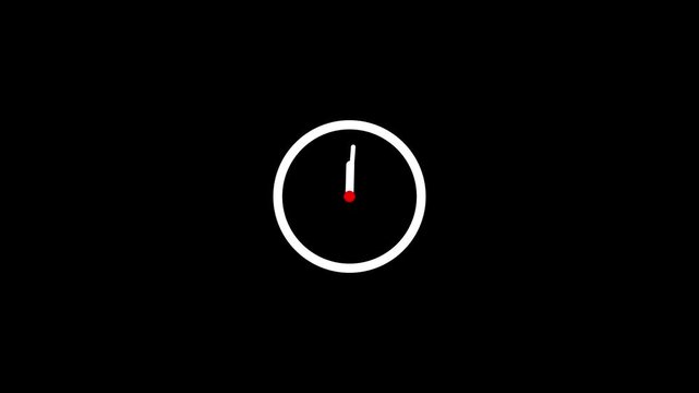 Modern Clock Icon Animation for Time, UI UX, Web and Mobile App Interface 4K Video. Digital Clock Symbol Animation on Black Background 4K Video.