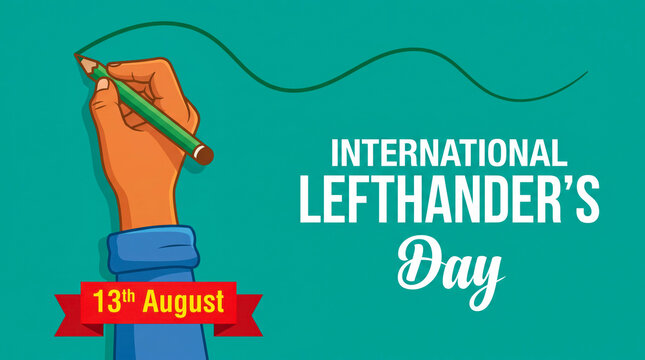 Left hand writing on international left handers day banner