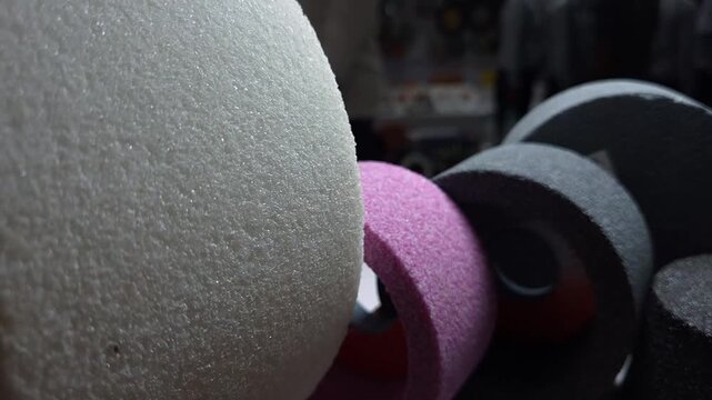 Close Up of Assorted Abrasive Grinding Wheels for Industrial Applications