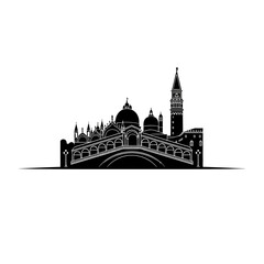 Obraz premium Classic Bridge and Architecture Silhouette