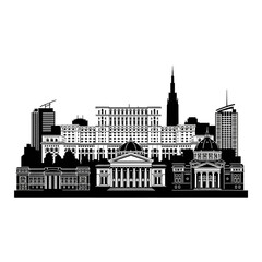 Obraz premium City Skyline Silhouette of Grand Buildings and Modern Architecture
