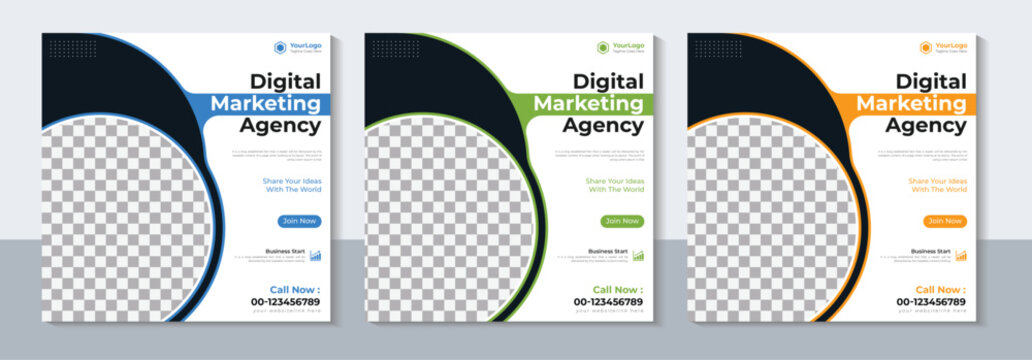 Digital marketing agency business social media post design template