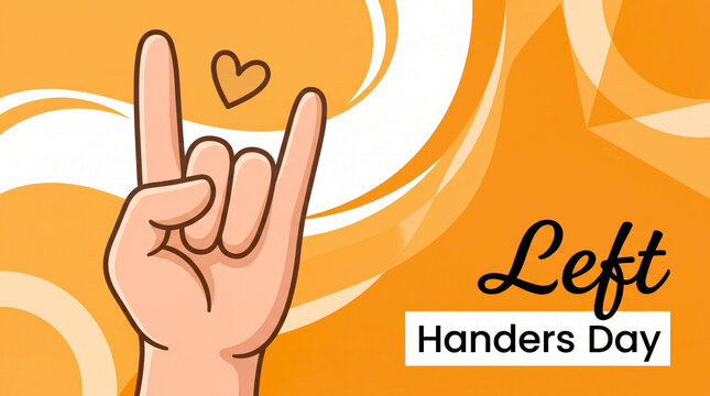 Left handers day hand gesture with heart symbol illustration