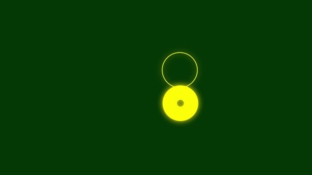 Elegant yollow ellipse firework explosion animation featuring sparkling circle blasts, glowing line streaks, seamless on dark green background motion graphics loop for holiday intros and celebration.