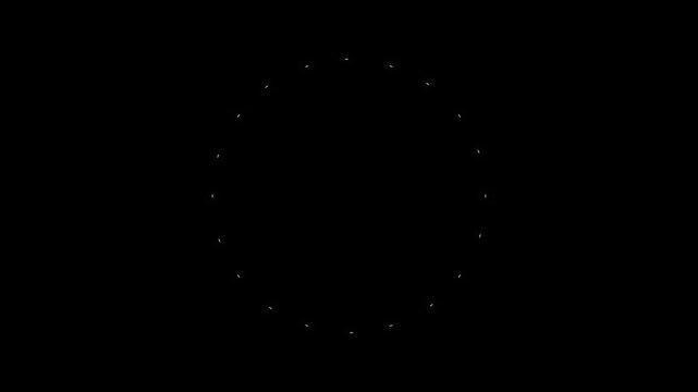 Fireworks explosion blast with glowing circle bursting, vibrant ellipse spark effects, flat vector motion graphics on seamless black background. 4K