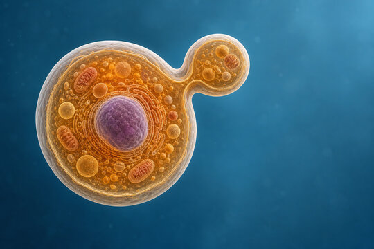Budding yeast cell cross section scientific illustration