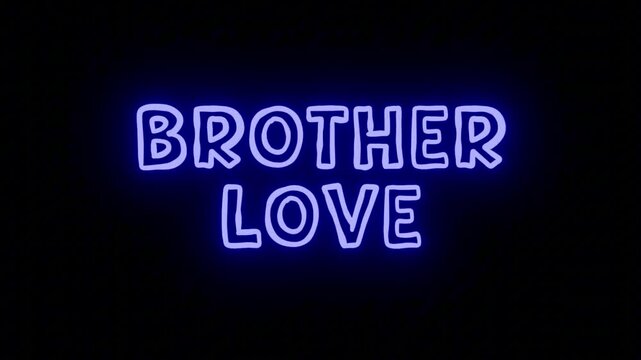Glowing Blue Neon Sign 'BROTHER LOVE' Seamless Loop with Clear Background, Perfect for Raksha Bandhan and Family Greeting Videos