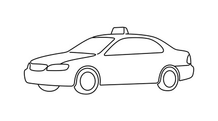 Fototapeta premium Minimalist Continuous One Line Drawing of a Taxi Cab Car Vector Illustration