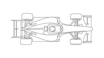 Obraz premium Minimalist continuous line drawing of a racing car from top view
