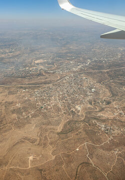 aerial view of deir ballut town in samaria hills