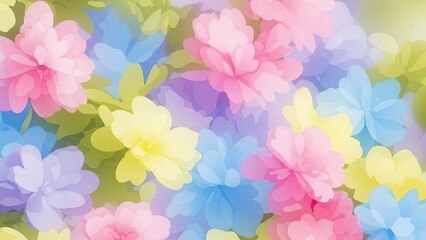 Obraz premium Soft pastel watercolor floral pattern with translucent colorful petals.