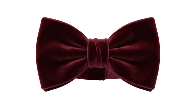 Elegant dark red velvet bowtie formal accessory for tuxedo or suit high quality 4K PNG image high quality 4K PNG image in white background