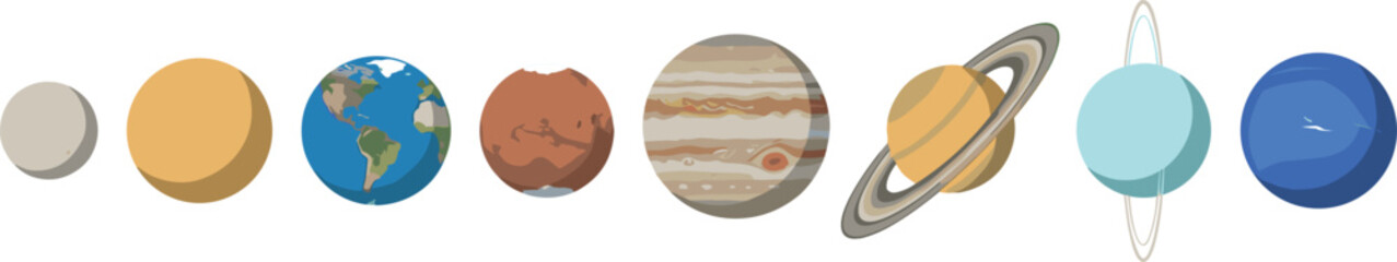 Solar System Planet Vector Collection Featuring Mercury, Venus, Earth, Mars, Jupiter, Saturn, Uranus, and Neptune Educational Space Illustrations © Trump!