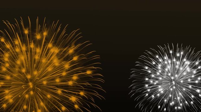 Vibrant multi colored fireworks explode across the dark night sky creating a stunning display of light and motion for celebration.