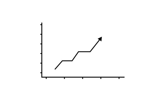 Line Graph Business Analytics Line Art Animation, Minimalist line art animation of an axis line graph tracking continuous upward growth and business progress.