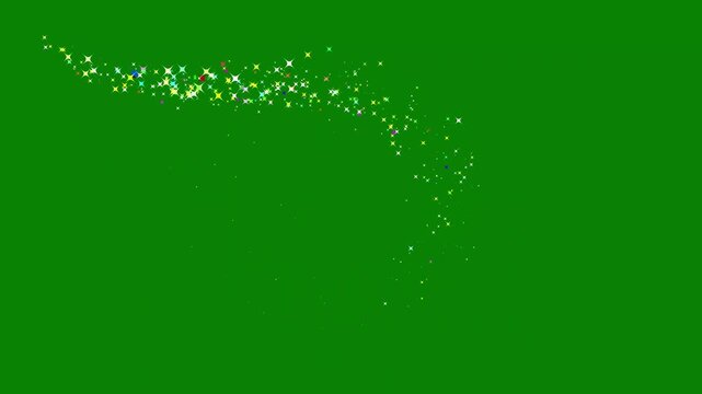 glittering golden star lines, animated shine stars, stars blinking sparkle cute animation  green background. luxury white glitter sparkles star trail, magic dust, pixie dust path 4k.