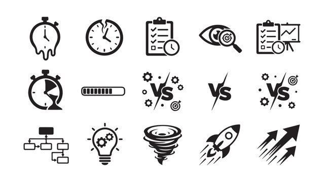 Set of Business Productivity and Time Management Icons
