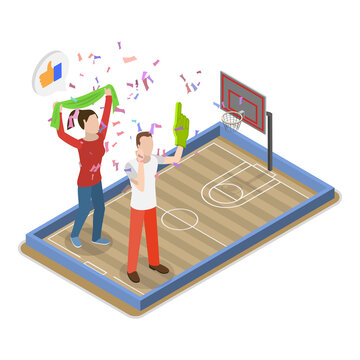 3D Isometric Flat  Illustration of Best Team Cheering. Item 3